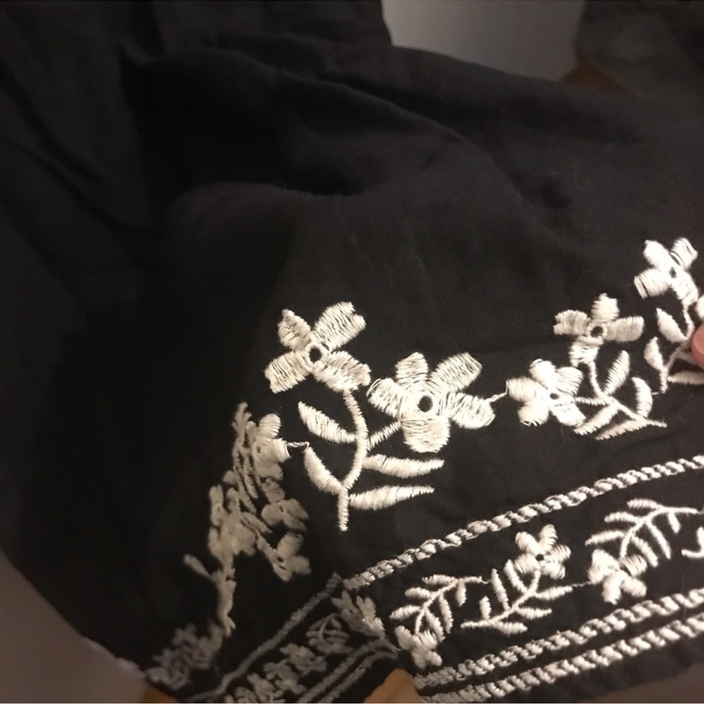 Old Navy Black Midi Dress with White Embroidery - Picture 4 of 5